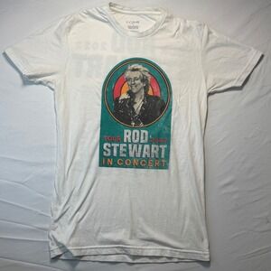 Rod Stewart In Concert 2022 Tour T Shirt White Graphic Mens Small Rock Band Tee